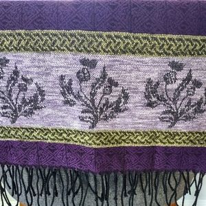 PURPLE HEATHER SCOTS FRINGED SCARF